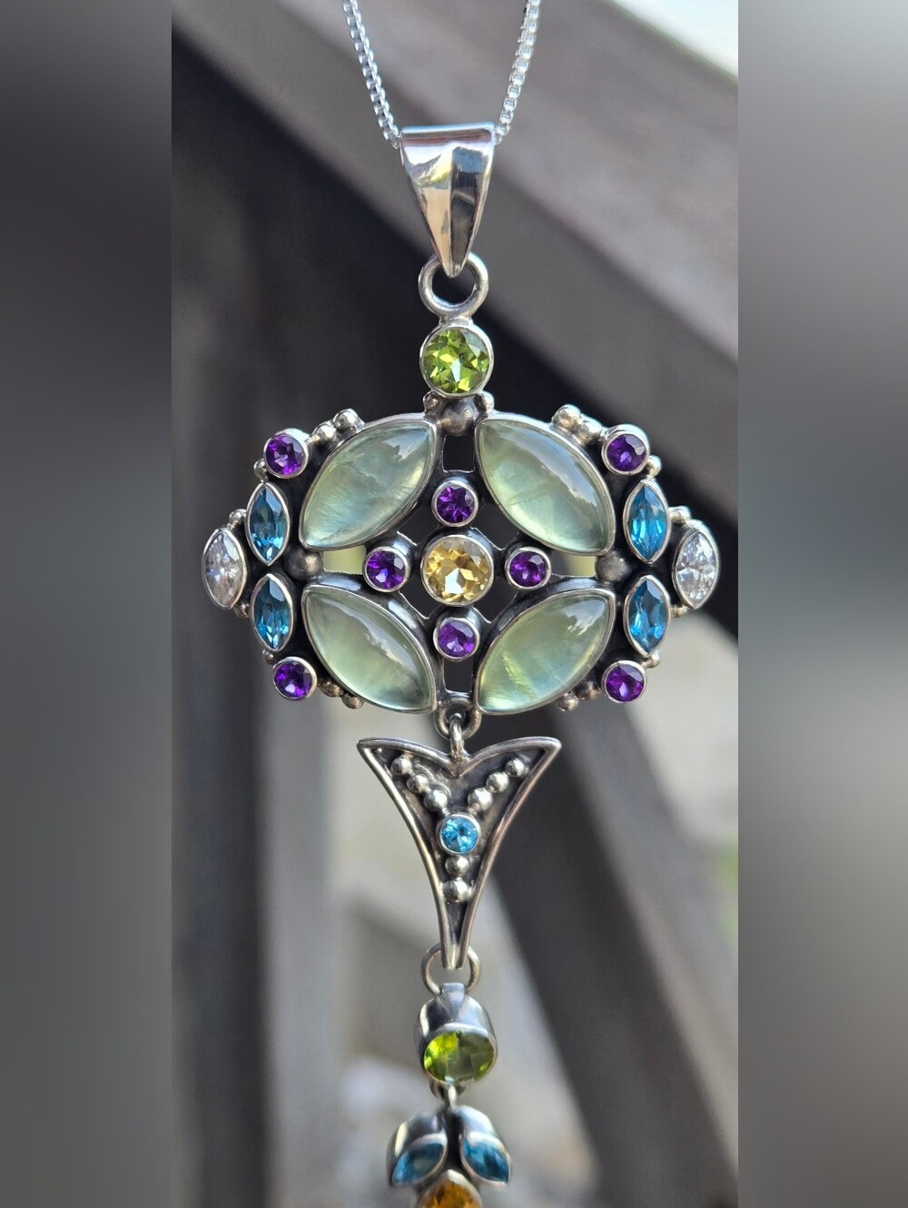 Nicky Butler Sterling Multi-Gem Pendant Necklace - Green, Blue, Purple, Yellow